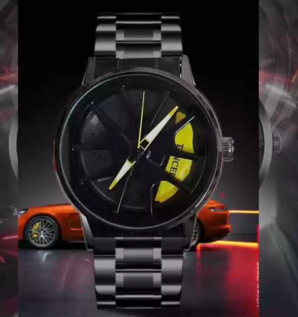 rotating wheel watch - stylish & unique timepiece car sport rim hub wheel wristwatch for mens (random color and random designs ) - Image 5