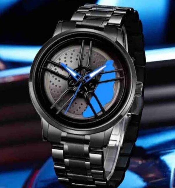 rotating wheel watch - stylish & unique timepiece car sport rim hub wheel wristwatch for mens (random color and random designs ) - Image 9