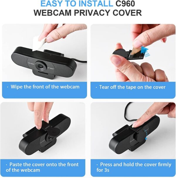 c960 emeet 1080p webcam with microphone, web camera, 2 mics streaming webcam with privacy cover, 90°view computer camera, plug & play usb webcam for calls/ conference - Image 3
