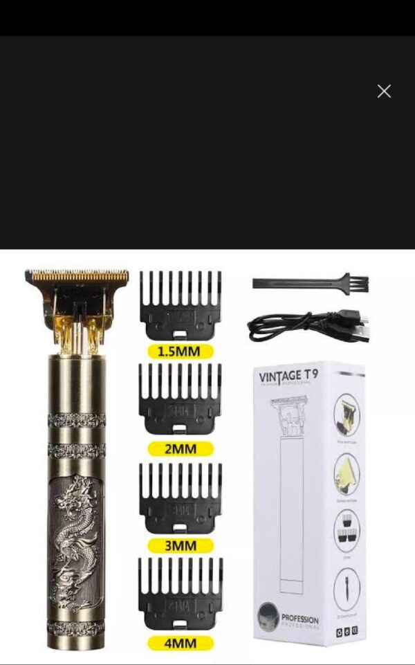 metal body - vintage t9 trimmer and hair clipper cutting machine for men | dragon design | golden color trimmer - Image 3