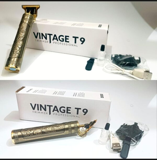 metal body - vintage t9 trimmer and hair clipper cutting machine for men | dragon design | golden color trimmer - Image 6