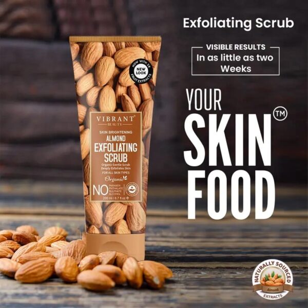 vibrant beauty skin brightening almond exfoliating scrub (200ml) - Image 2
