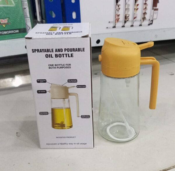 glass oil bottle & dispenser jug dual-purpose oil dispenser for pouring and spraying, high-pressure sprayer for even oil distribution 450ml (random color) - Image 5