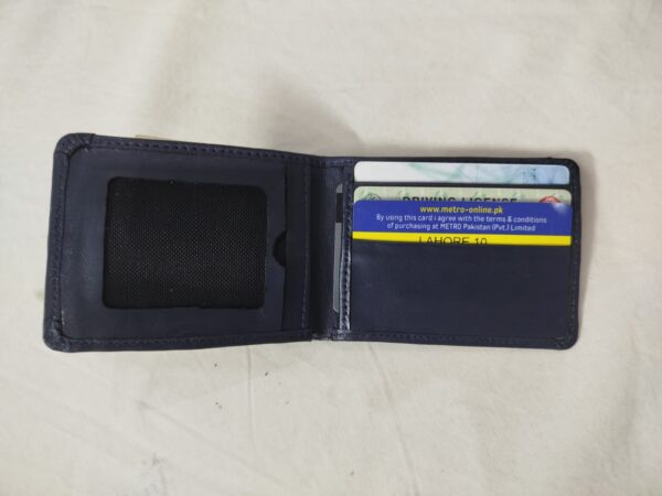 buffalo leather  plain wallet men short wallet purse small vintage wallets card holder ( dark blue ) - Image 4