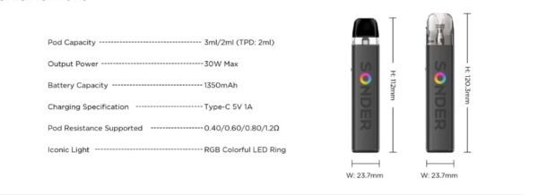geekvape sonder q 2 pod system kit 1350mah - 30w max output, type-c charging | e-cigarette | vape ( random color ) - Image 10