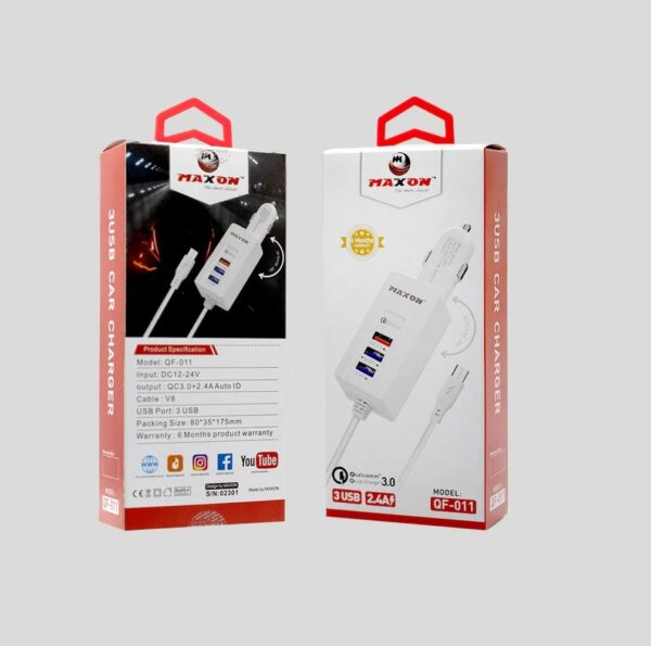 maxon qf-011 qc3.0 fast car charger fast charging/  moveabale charging holder 180-degree adjustable - Image 2