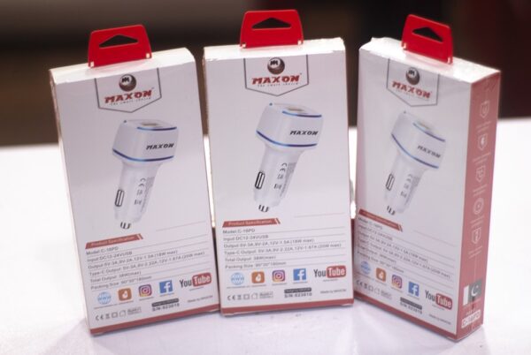 maxon c-16pd 38w car charger qc3.0+pd- high speed mobile charger for car - Image 2