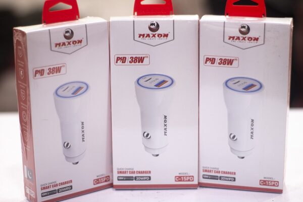 maxon c-15pd 38w car charger type-c high speed mobile charger for car - Image 4