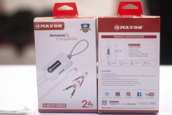 maxon cl-222 2.4a clip mobile charger, compact & portable, solar/battery mobile charger - Image 5