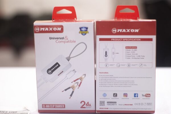 maxon cl-222 2.4a clip mobile charger, compact & portable, solar/battery mobile charger - Image 4