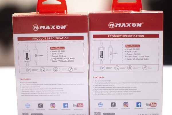 maxon cl-222 2.4a clip mobile charger, compact & portable, solar/battery mobile charger - Image 3