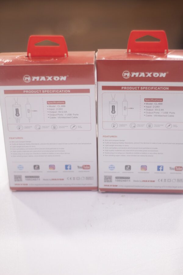maxon cl-222 2.4a clip mobile charger, compact & portable, solar/battery mobile charger - Image 2
