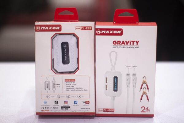 maxon cl-222 2.4a clip charger 2 usb port,2.4a,fast clip charger,android,type c - Image 4