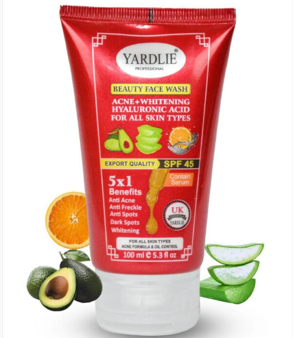 yardlie professional beauty face wash acne+whitening hyaluronic acid for all type skin 120ml