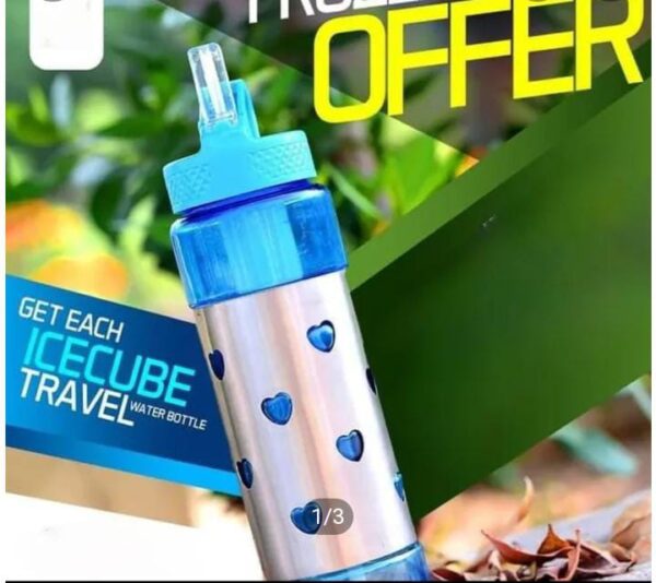 water bottle for travelling 600ml / water bottle with ice pack with sipper best for school college university gym and travel.(random color) - Image 3