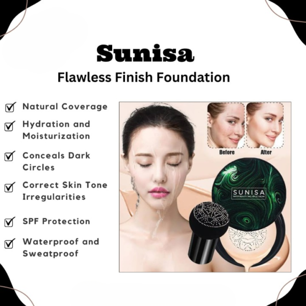 sunisa 3 in 1 air cushion bb and cc cream foundation waterproof mushroom head air cushion bb cream liquid foundations cc cream - Image 3