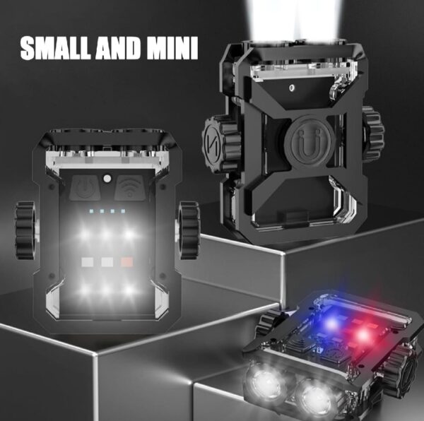 magnetic mini edc flashlight 1000 lumens keychain flashlights 8 modes pocket flash light with white red blue lights small flashlight for camping, running, emergency, hiking (black) - Image 6