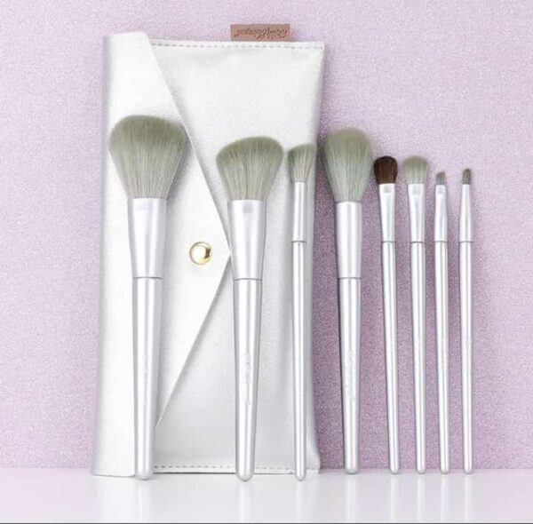 7 pcs makeup brush set complete lip brush eye shadow loose powder brush beauty tools with pouch (green) - Image 2