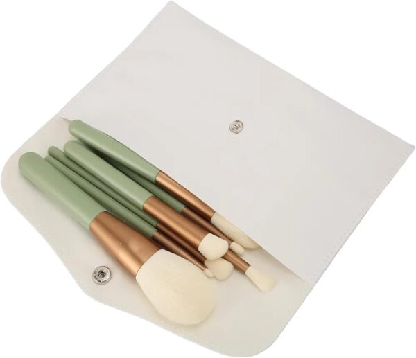 7 pcs makeup brush set complete lip brush eye shadow loose powder brush beauty tools with pouch (green) - Image 4