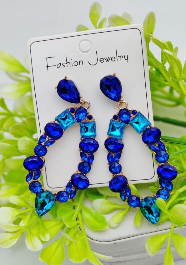 imported dazzling royal blue teardrop earrings beautifully adorned with shimmering gemstones - Image 4