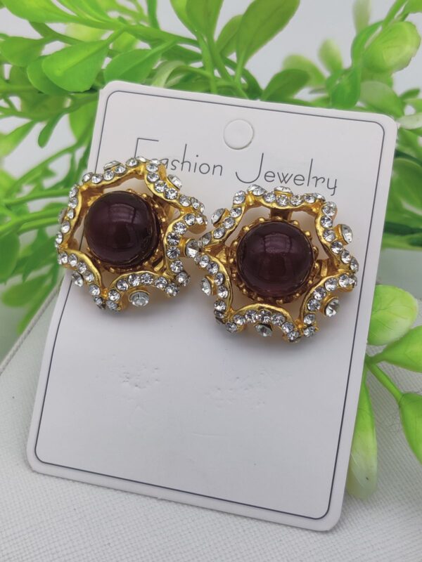 imported dual-toned radiant stud earrings – a fusion of elegance and glam - Image 2