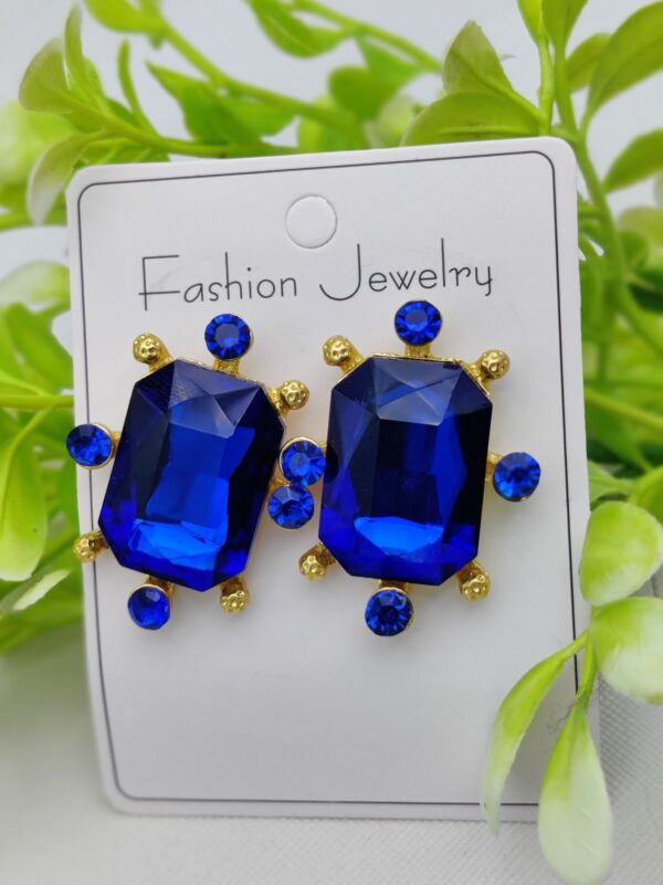 imported royal blue radiance statement earrings – bold elegance! - Image 4