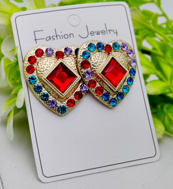 imported vibrant multicolor heart stud earrings – dazzling statement jewelry for every occasion