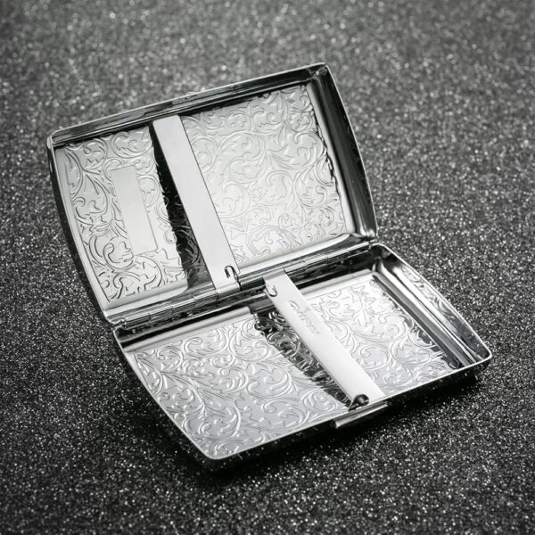 metal cigarette case dispenser case ultra-thin portable men's cigarette case with 12 cigarette capacity silver - Image 7