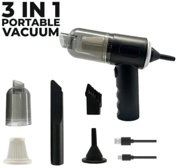 powerful 3-in-1 cordless handheld vacuum cleaner with led light - wet & dry, strong suction for car, sofa, carpet & home cleaning (with box) - Image 2