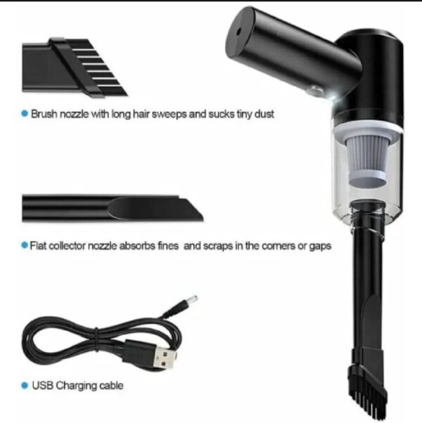 powerful 3-in-1 cordless handheld vacuum cleaner with led light - wet & dry, strong suction for car, sofa, carpet & home cleaning (with box) - Image 4
