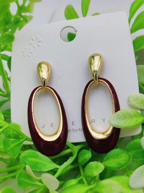 imported sophisticated gold-plated oval drop earrings – modern elegance redefined 💫 | earrings for girls & women | luxurious feeling - Image 8