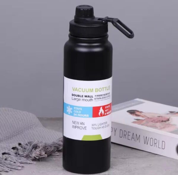 vacuum insulated double wall stainless steel water bottle/sports kettle hot & cold, leak & sweat proof thermos flask 1000ml (random color) - Image 8