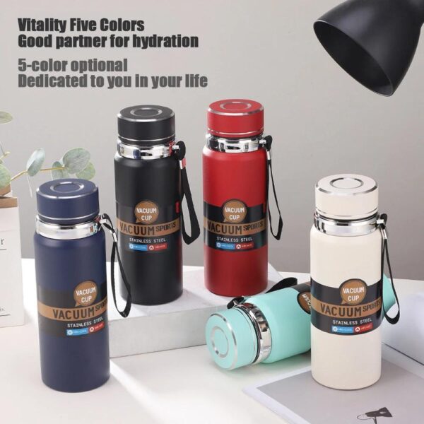stainless steel water bottle with digital temperature vacuum insulated water bottle, large capacity, outdoor portable sports water bottle with rope handle (random color) - Image 4