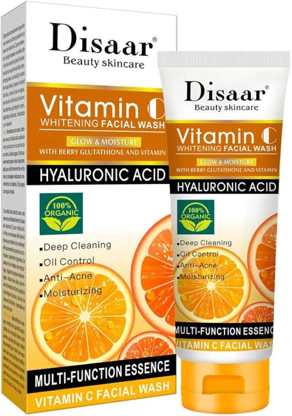 disaar women and men face wash natural organic vitamin c hyaluronic acid cleanser whitening face wash 100g - Image 2