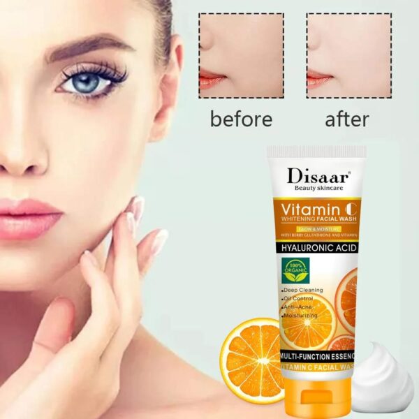 disaar women and men face wash natural organic vitamin c hyaluronic acid cleanser whitening face wash 100g - Image 5