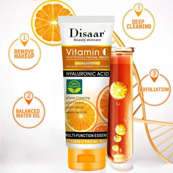 disaar women and men face wash natural organic vitamin c hyaluronic acid cleanser whitening face wash 100g