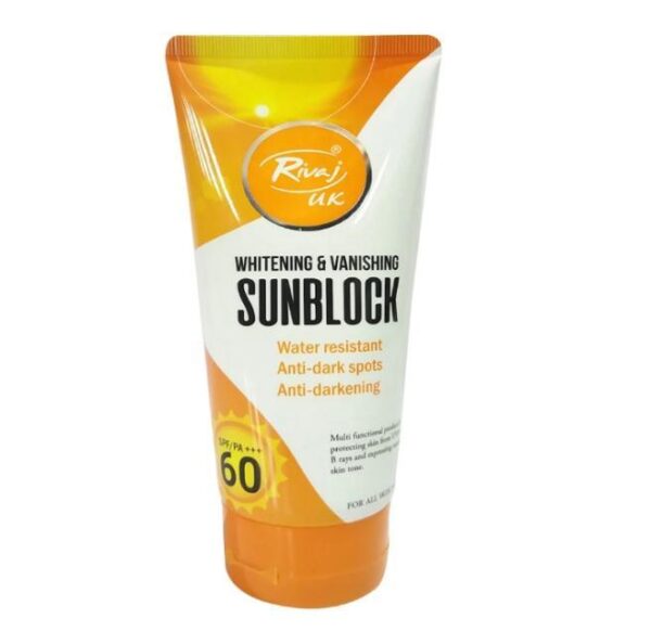 rivaj sunblock whitening & vanishing spf60 ideal for all skin types 100-ml - Image 6