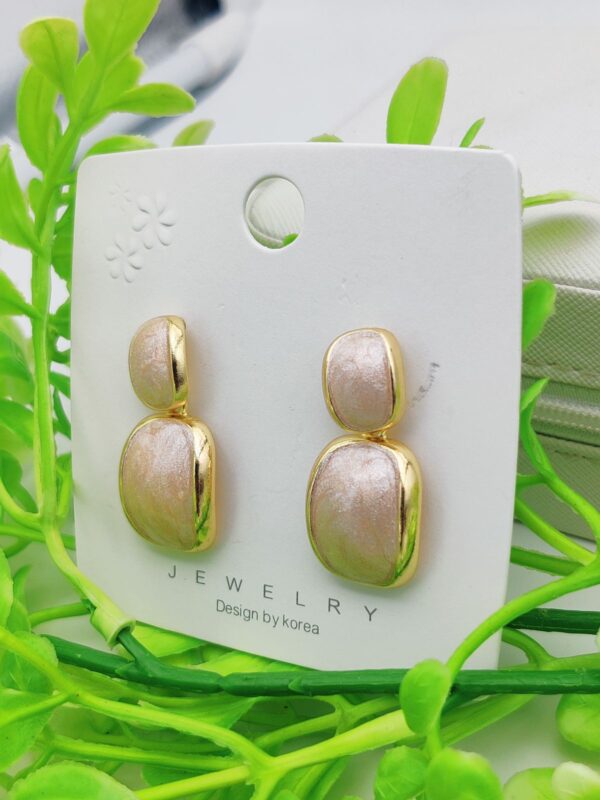 imported elegant dual-tone rectangular drop earrings - statement jewelry - Image 6