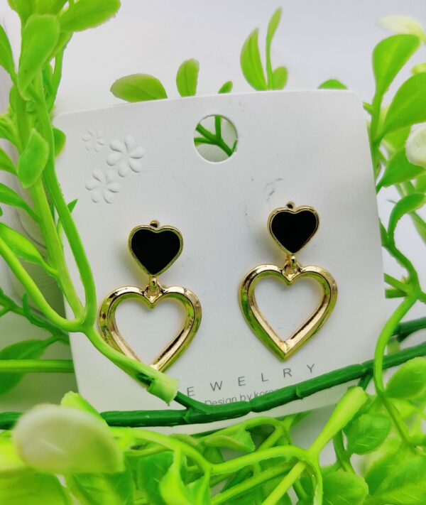 imported heart drop earrings - golden elegance with a touch of love | best quality earrings for girls & women - Image 2