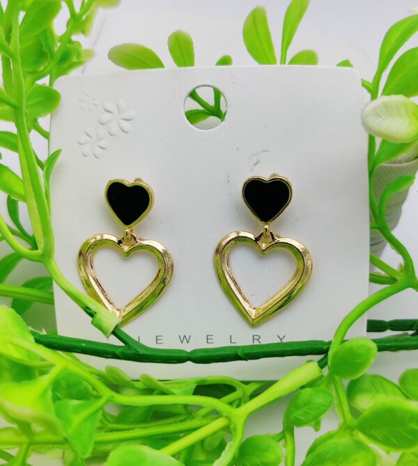 imported heart drop earrings - golden elegance with a touch of love | best quality earrings for girls & women