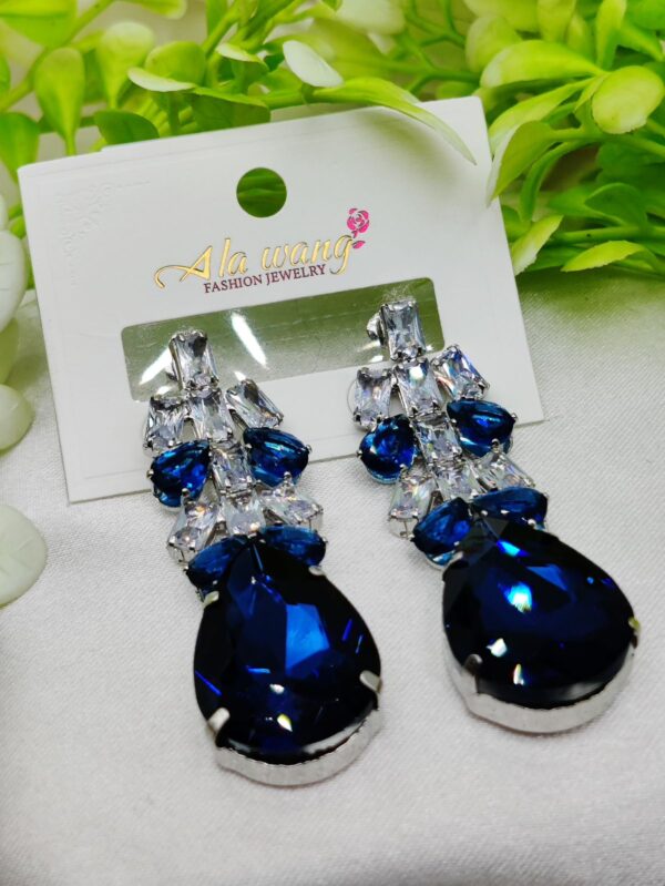 imported elegant blue crystal drop earrings – glamorous fashion jewelry | best quality artificial earrings for girls & women