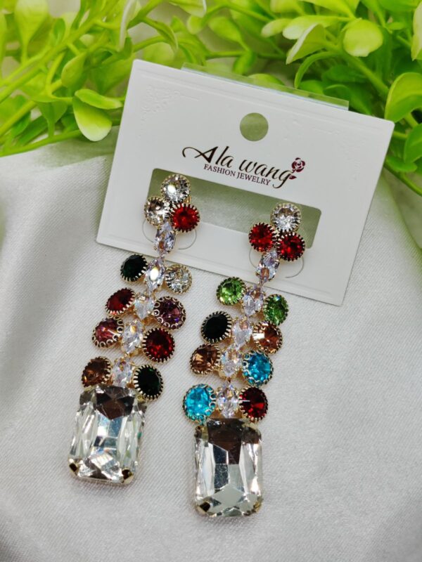 imported multicolor gemstone dangle earrings – radiance redefined artificial earrings for girls | earrings for women - Image 2