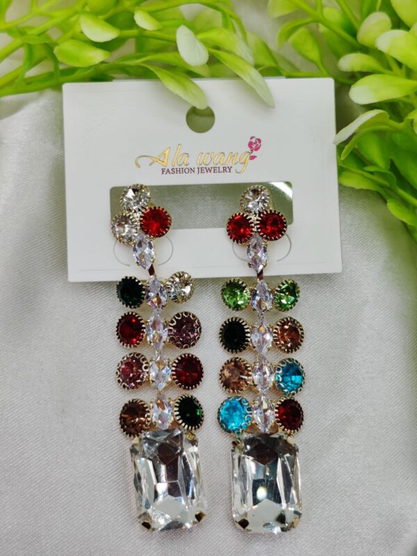 imported multicolor gemstone dangle earrings – radiance redefined artificial earrings for girls | earrings for women - Image 3