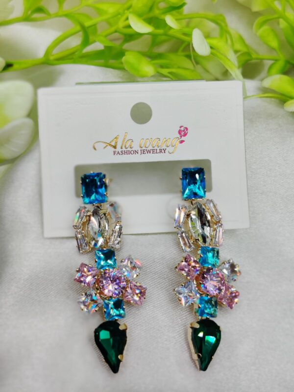 imported enchanting multicolor gemstone dangle earrings - dazzling statement jewelry - Image 5