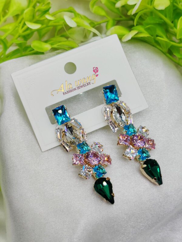 imported enchanting multicolor gemstone dangle earrings - dazzling statement jewelry - Image 4