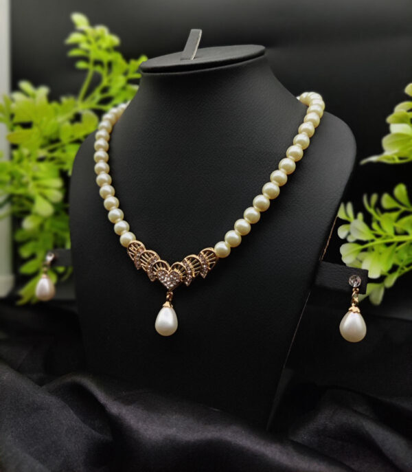 imported timeless pearl elegance necklace set with drop earrings | girls & women fashion - Image 2