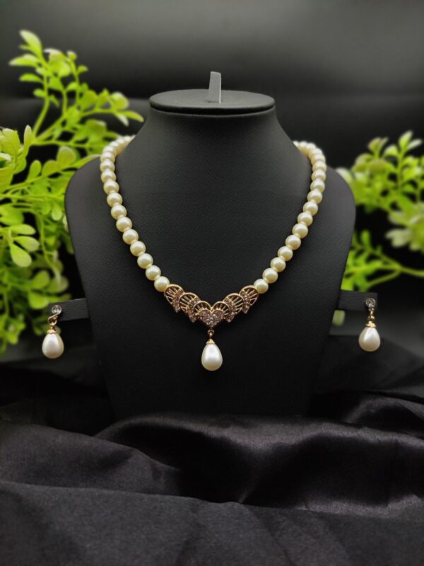 imported timeless pearl elegance necklace set with drop earrings | girls & women fashion - Image 3