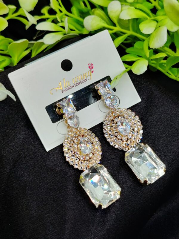 imported radiant elegance crystal drop earrings | artificial earrings for girls & women - Image 4
