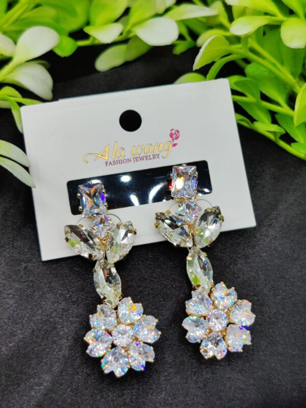 imported radiant blossom drop earrings – sparkle in elegance | luxury fashion look earring for girls | artificial earrings for women - Image 4