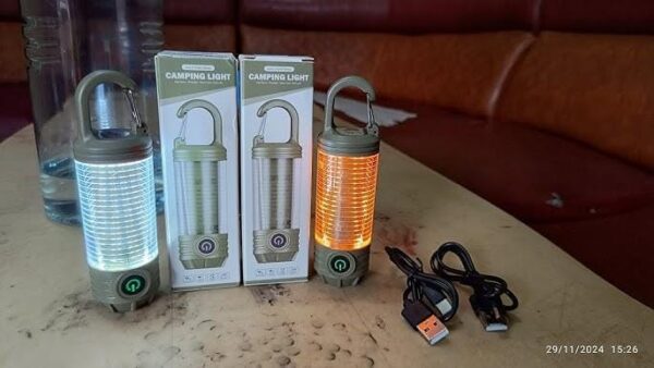 rechargeable led mini camping flashlight, portable outdoor light with hook, white warm light and red light, - Image 7